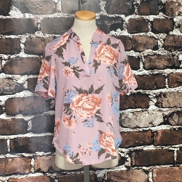 Liberty Love NWT Blouse Top Shirt Boho Floral Pink Blue Small - Picture 1 of 12